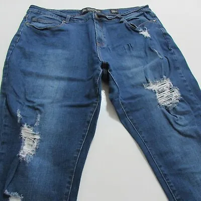 City Chic THE EDIT Jeans Sz 20 L30 Slim Boyfriend Mid Rise Ripped Stretch • $29.95