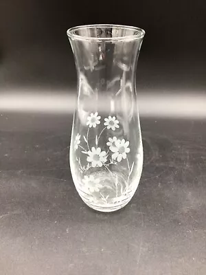 Vintage Daisy Etched Clear Pasabahce Glass 7  Vase • $17