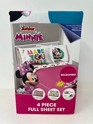 Disney Junior Minnie Mouse Made You Smile 4 Piece Full Sheet Set Brand New • $37.99