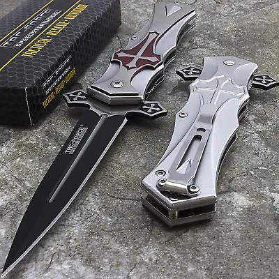 $12.95 • Buy 9  Tac Force Crusader Medieval Cross Dagger Style Spring Assisted Folding Knife