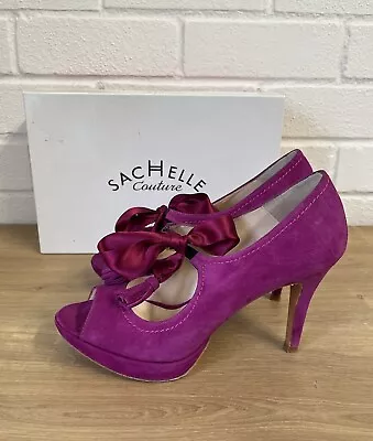 Sachelle Couture Dark Fuchsia Purple High Heeled Shoes Wedding Size 39.5 UK 6½ • £18