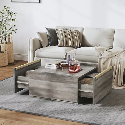 Modern Square Coffee Table Large Wood Tea Table Sofa Accent With Storage Drawers • $97.99