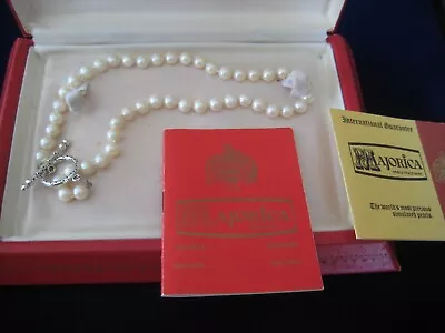 ESTATE 16  MAJORICA PEARLS IN RED LEATHER BOX W/PAMPHLETS • $49.99