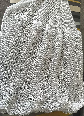 £25 • Buy Hand Knitted 4ply Soft Grey Shawl/blanket. From A Smoke Free Home.