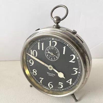 1925-30 WESTCLOX BIG BEN Mod. 1a Alarm Clock Nickel Black Radium Dial Works • $148.75