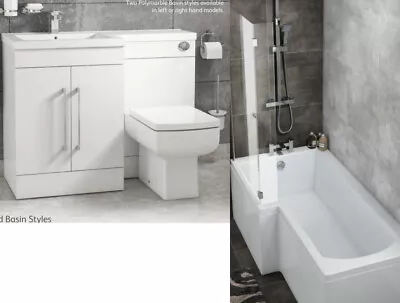 L Shaped Bath 1700 Screen Panel L Shaped 1100 Furniture Pack Right Or Left Hand • £549