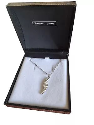 Sterling Silver 925 Necklace  & Pendant Silver  & Crystal By Warren James In Box • £14