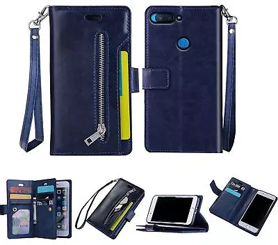 Xiaomi Mi 8 Lite Multifunction Wallet Case 9 Card Slots Front Pocket Zipper • $11.50