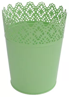 19.5cm Tall Metal Plant Pots Flower Pots Planter Indoors Outdoors Green Latticed • £12.99