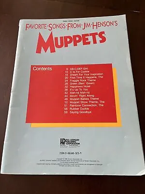 Favorite Songs From Jim Henson “Muppets” Sheet Music Piano Vocal Guitar • $20
