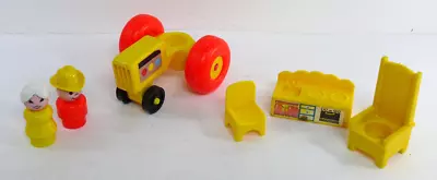 Vintage Fisher Price Little People YELLOW TRACTOR Throne Farmer Kitchen Chair • $14.90