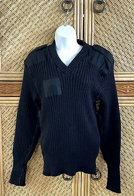 Vintage Brigade Quartermasters Black Military Sweater Woolly Pully Wool Sz 40  • $27.50