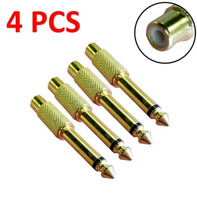 4PCS 6.35mm 1/4  Male Mono Plug To RCA Female Jack Audio Adapter Connector • $7.78