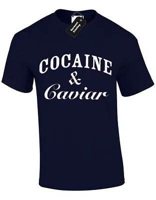 Cocaine And Caviar Mens T Shirt Yolo Cannabis Print Gents New • £8.99