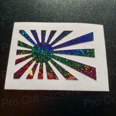 Rising Sun Flag JDM Rainbow Glitter Sparkles Custom Car Wall Art Sticker Decal • £7.99