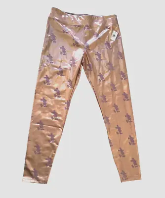 Disney Mickey Mouse Leggings Womens Pink Metallic Rose Gold Official Pants Large • $19.97