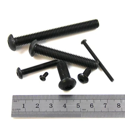 M3 BLACK GRADE 10.9 STEEL 6mm - 35mm HEX BUTTON HEAD MACHINE SCREWS • £4.91