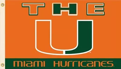 University Of Miami Hurricanes Flag Banner 3x5 Feet Metal Grommets The U Design • $22.79