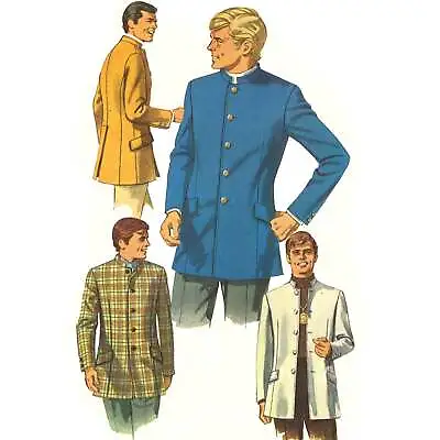 Vintage 1960s Pattern Men's Nehru Jacket The Beatles - Multi-sizes • £20.99