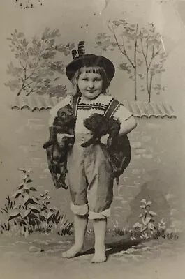 1899  Boy With 2 Dachshund Dackel Teckel Puppies Old Dog PC 1899 • $18.50