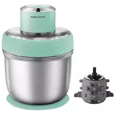 Morphy Richards Stainless Steel Electric Chopper 3 Bowls & Garlic Peeler Green • $65.23