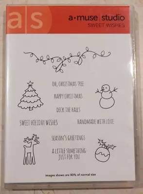 Used A Muse Studio Rubber Stamps  SWEET WISHES  #SBSG014 Xmas Winter Snow Lights • $9.99