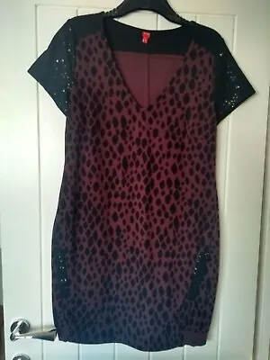 £1.65 • Buy Stylish Burgandy Black Animal Print Dress By Miss Captain Size 14 Range