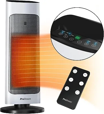 Pro Breeze 2000w Ceramic Tower Space Heater New Remote Control & Digital Display • £39.95