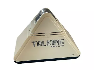 Vintage 80s Talking Alarm Clock T-10 Triangle Pyramid Beige Black - Works • $17.99