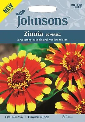 Johnsons - Flower - Zinnia Sombrero - 50 Seeds • £3.95