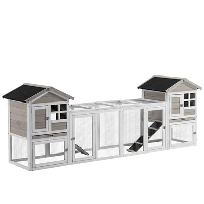 £243.99 • Buy 2 In 1 Rabbit Hutch Outdoor, Double Main House Guinea Pig Hutch, Bunny Run