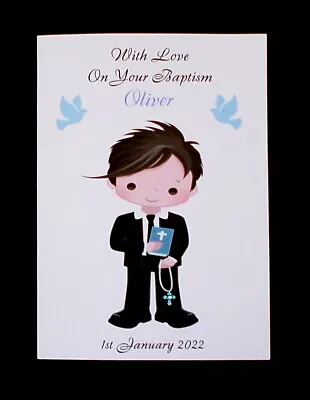 £2.59 • Buy Handmade Personalised Baptism Christening Card Grandson Son Nephew 