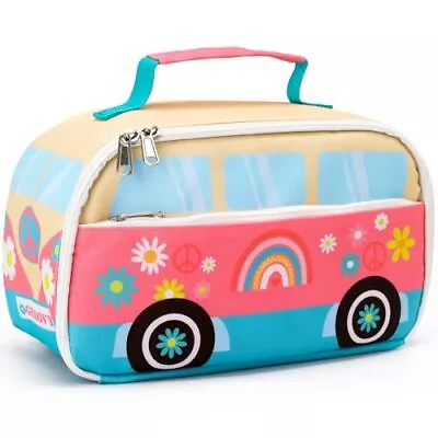 Hippie Bus Insulated Lunch Bag For Boys Girls Groovy Reusable Meal Tote Cooler C • $20.24