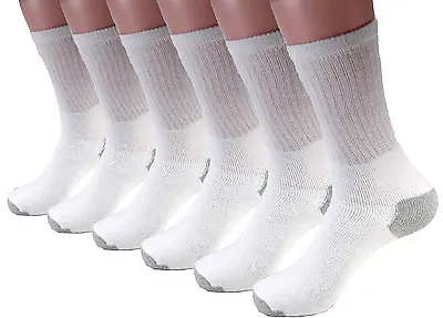 3 6 12 Pairs Mens White Sports Work Athletic Crew Socks Cotton Size 9-11 & 10-13 • $6.99