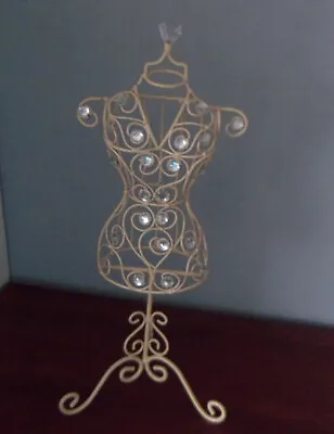 Cream Coated Wire Mannequin Jewellery Stand With Faux Crystals - 45 Cm Tall • £6.50