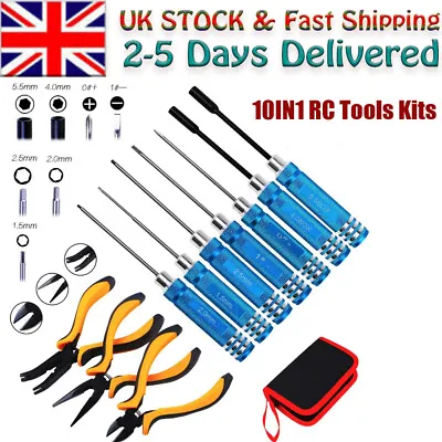 £27.98 • Buy 10 In 1 RC Tools Kit Hex Screwdrivers Pliers Tool Set Box For RC Car Accessories