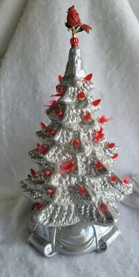 Ceramic Christmas Tree Made From Vintage Mold GREY/SILVER PEARLED TREE.  USA • $100