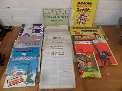 Job Lot Meccano Mags Leaflets & Instruction From 1930s Onwards • £35
