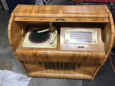 Precedent Rolltop Radiogram Gramophone Art Deco Maple Cabinet VINTAGE RETRO • $560