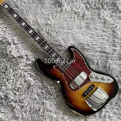 Classic Vintage 3-Tone Sunburst Jazz Electric Bass Guitar Heavy Relic Solid Body • $179.55