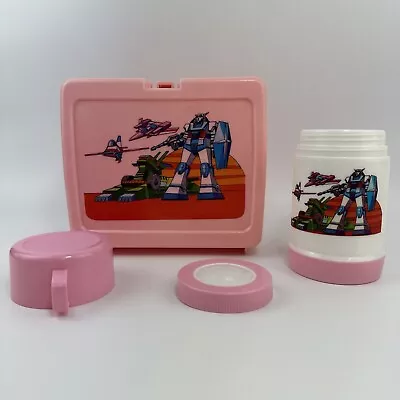 Vintage G1 Transformers Lunch Box W/ Thermos Hasbro 1986 Rare Pink Very HTF • $59.88
