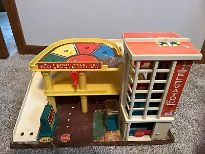 FISHER PRICE Garage Service Station Toy Parking Lift Lot #930 ~ Vintage 1970 • $29.95