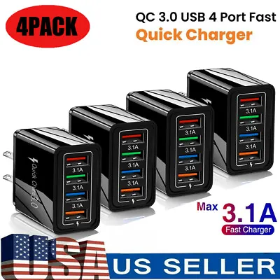 4Pack 4 Port Fast Quick Charge QC 3.0 USB Hub Wall Charger Power Adapter Plugs • $9.99