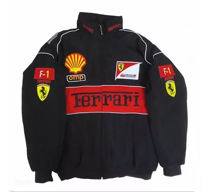 Men F1 Team Racing Suit Jacket 2021 FE RRARI Black Embroidery EXCLUSIVE JACKET • $59.99