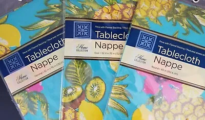 $3.49 • Buy Summer Tablecloths Pineapple Plastic W Flannel Backing 1/Pk, Select Size