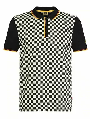 Mens Merc London Checker Board Polo Shirt Wayland - Black & White • $68.47