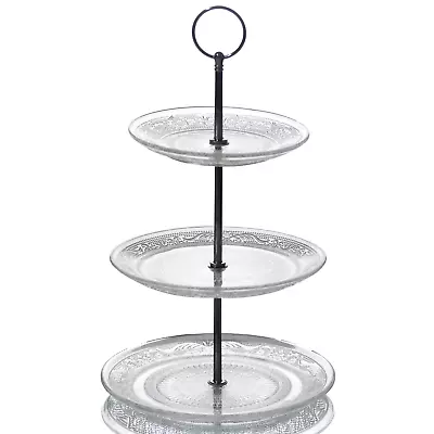 3 Tier Glass Cake Stand Afternoon Tea Wedding Plate Party Tableware Display • £9.95