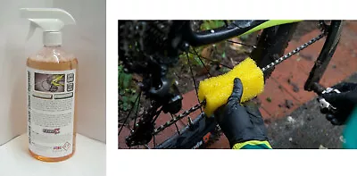 £12.99 • Buy Bio Drive Train Cleaner Cycle Bike Chain Degreaser Spray 1 Litre Citrus + SPONGE
