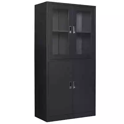 Mlezan Free Standing Cabinet Metal Display W/ Acrylic Doors Adjustable Shelves • $229.38