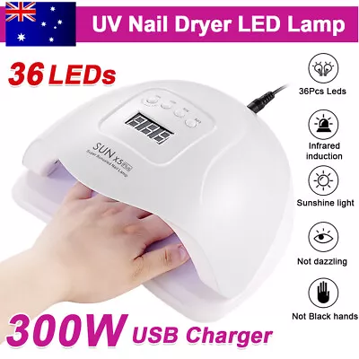 300W Professional UV Nail Lamp LED Light Nail Polish Dryer Art Gel Curing Device • $19.85